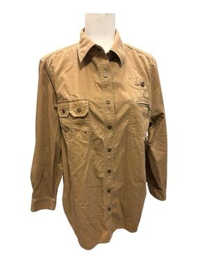 Polo by Ralph Lauren Tan Snap-Button Shirt with Red Logo Print